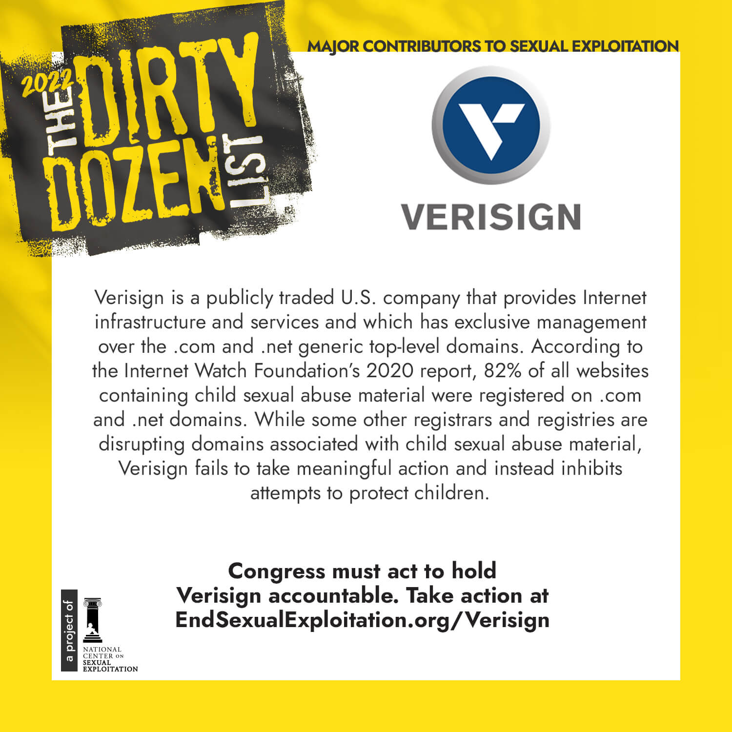 Dirty Dozen List 2022 Verisign