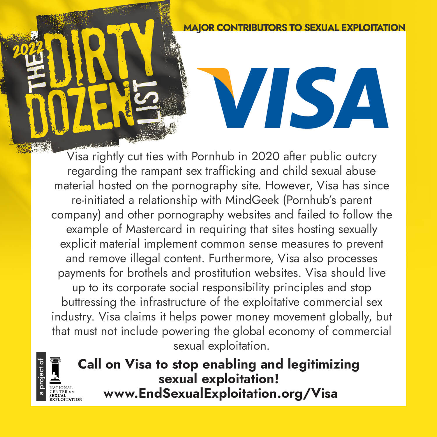 Dirty Dozen List 2022 Visa